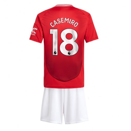 Dětský fotbalový dres Manchester United Casemiro #18 2024-25 Domácí Krátký Rukáv (+ trenýrky)